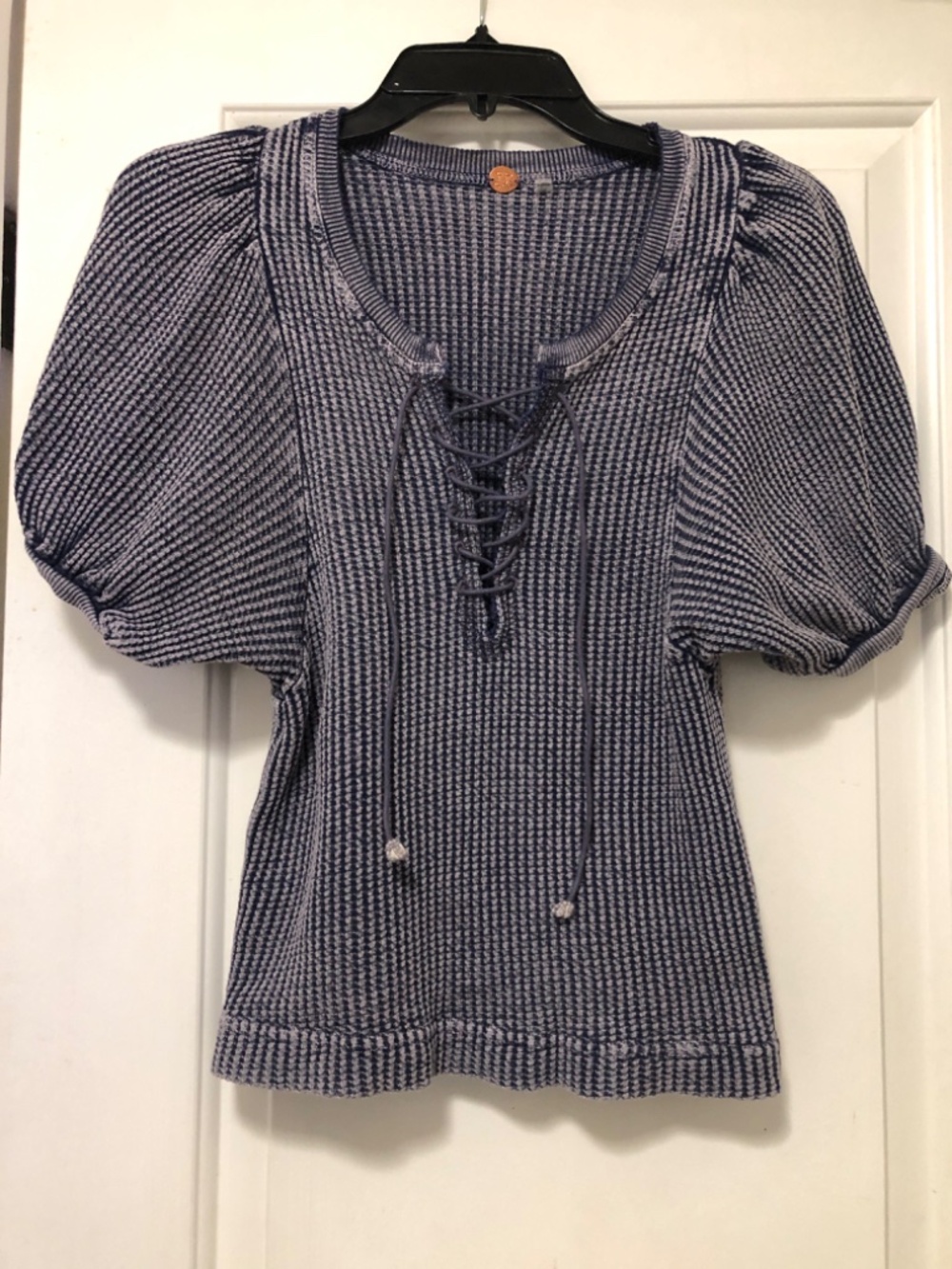 Free People Thermal Waffle Knit Tee Size xs - Picture 3 of 6